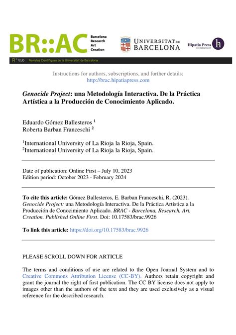 PDF Genocide Project Una Metodología Interactiva De la Práctica