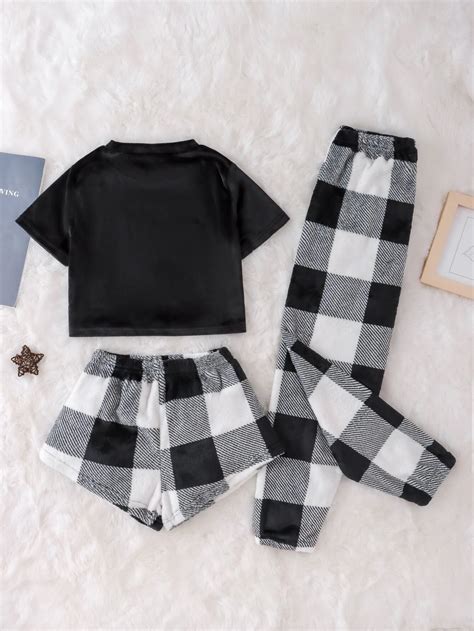 Girls Pcs Buffalo Plaid Pj Set Shein Uk