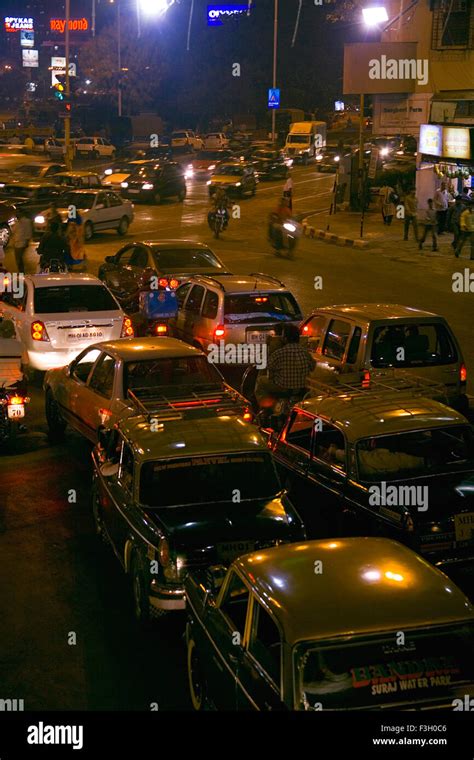 Night view of girgaum chowpatty ; Mumbai Bombay ; Maharashtra ; India ...