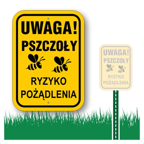 Uwaga Pszczoły Ryzyko pożądlenia Tablica ostrzegawcza 350 x 490 mm