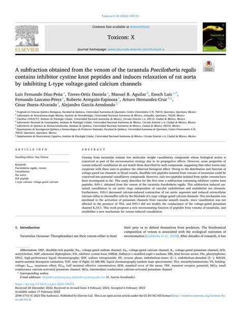 (PDF) A subfraction obtained from the venom of the tarantula ...