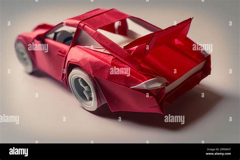 Origami paper model of a red car Stock Photo - Alamy