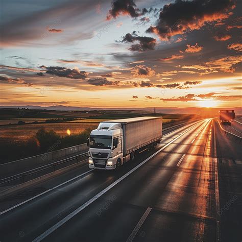 Fondo Un Cami N Circula Por Una Larga Carretera Asfaltada Al Atardecer