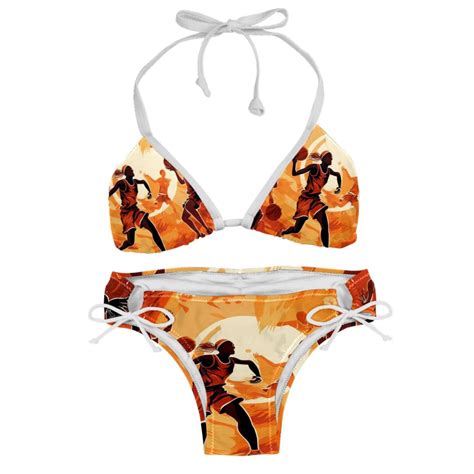 Basketball Detachable Sponge Adjustable Strap Bikini Set Two Pack For