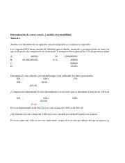 Tarea 4 1 MBA 5040 xlsx Determinación de costo y precio y análisis de