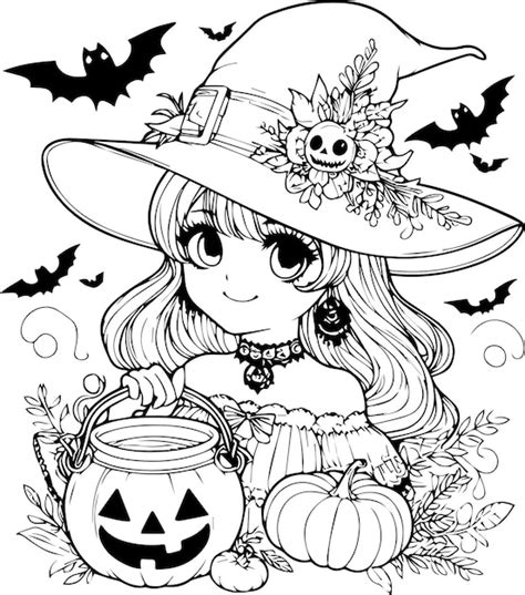 Premium Vector Free Vector Halloween Witch Outline Drawing