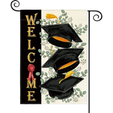 12x18 Inch Congrats Grad Eucalyptus Diploma Cap Garden Flag Double