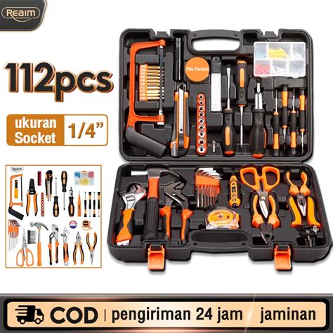 Jual REAIM Hand Toolset 112PCS Tool Kit Alat Rumah Tangga Tool Kit Set