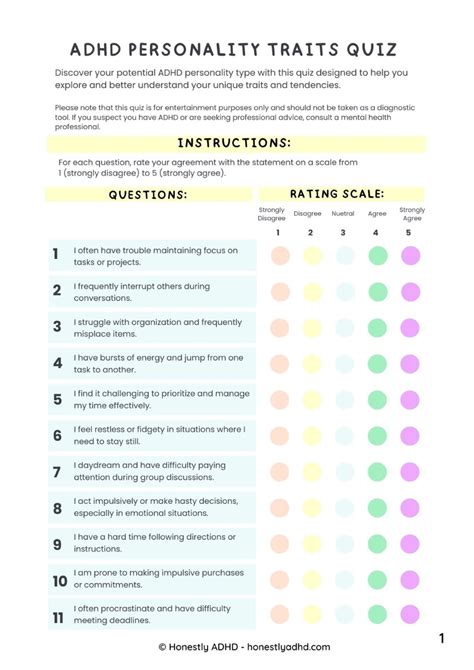 Exploring Adhd Personality Types Free Printable Adhd Quiz Honestly Adhd