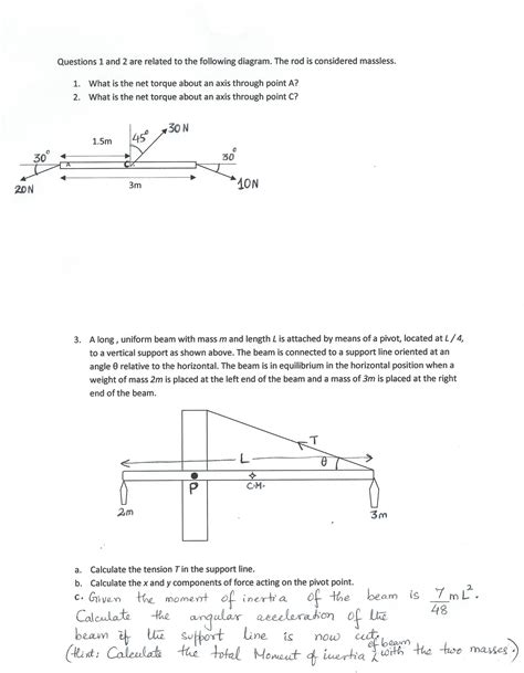 Solved What Is The Net Torque About An Axis Through Point A Chegg