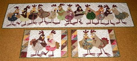 Hens Party Applique Placemats And Runner Quilted Table Runners