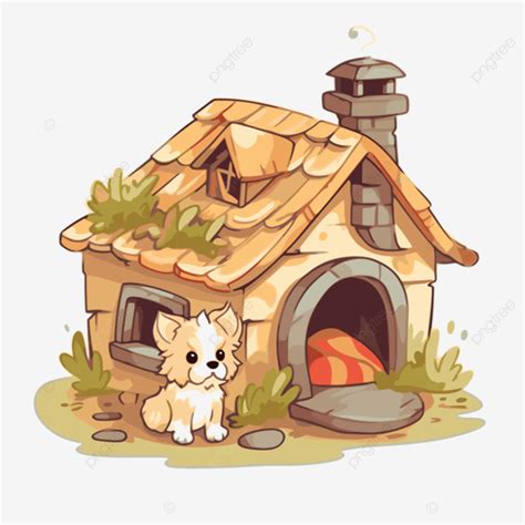 Dog House Clipart Small Dog In A House Cartoon Design Vector, Dog House ...