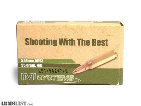 ARMSLIST For Sale IMI Ammunition 5 56x45mm NATO 55 Grain M193 Full