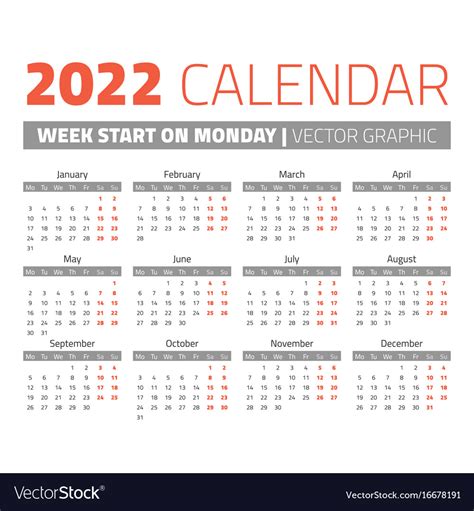 2022 Full Year Calendar