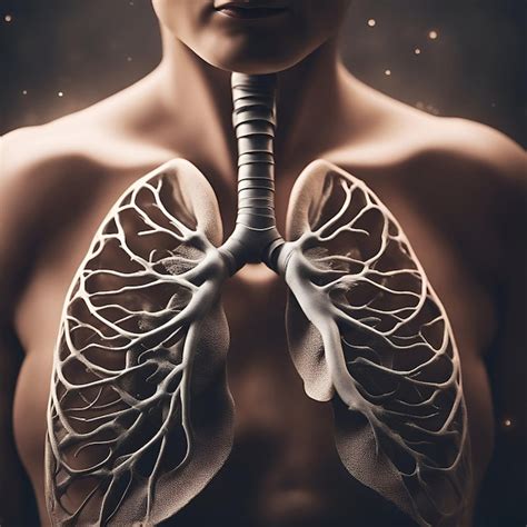 Anatomía de los pulmones render 3d del cuerpo humano con pulmones