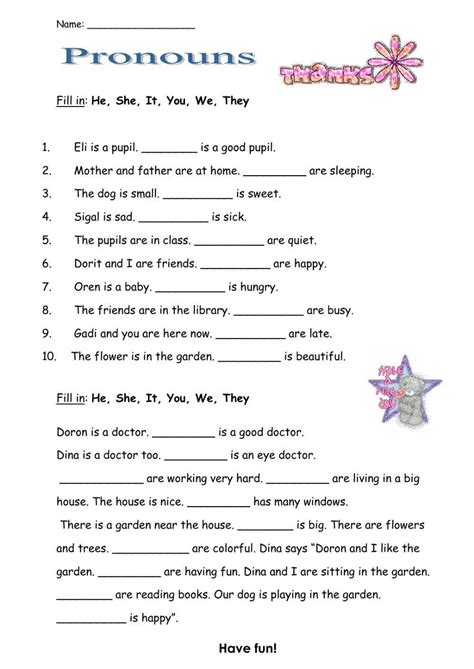 Pronouns Worksheet For 2nd 5th Grade Lesson Planet Worksheets Library