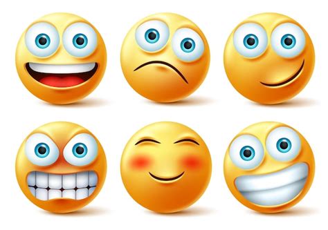 Emojis und emoticons stellen vektorsätze gegenüber emoji süße