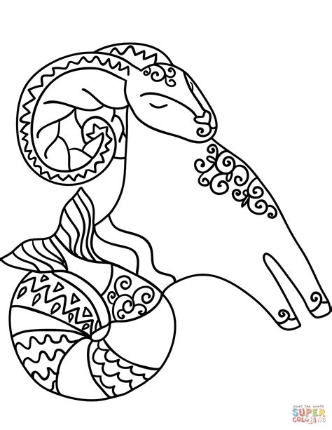 Capricorn Zodiac Sign Coloring Page Free Printable Coloring Page