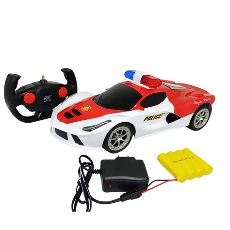 Carrinho Controle Remoto Ferrari Policia Bat Recarreg Vel Sirene E