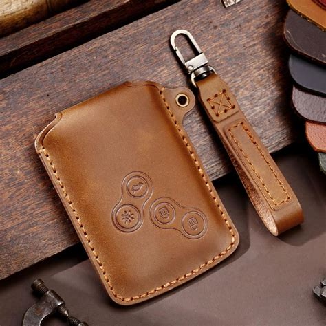 Cheap New Luxury Genuine Leather Car Key Chain Case Cover For Renault