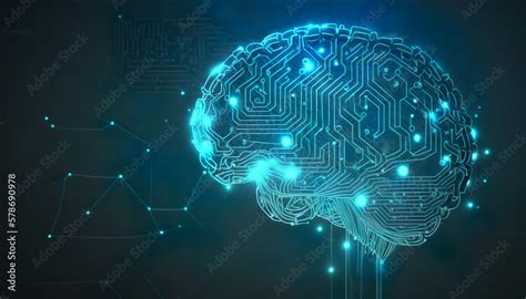 Artificial intelligence, electric brain, AI technology brain background ...