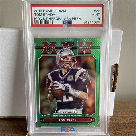 Tom Brady 2013 Panini Prizm Monday Night Heroes Green Prizm Psa 9 Mint