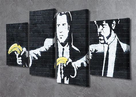 Banksy Pulp Fiction Banana Guns 4 Split Panel Canvas Canvas Art Rocks Canvas Art Rocks Us