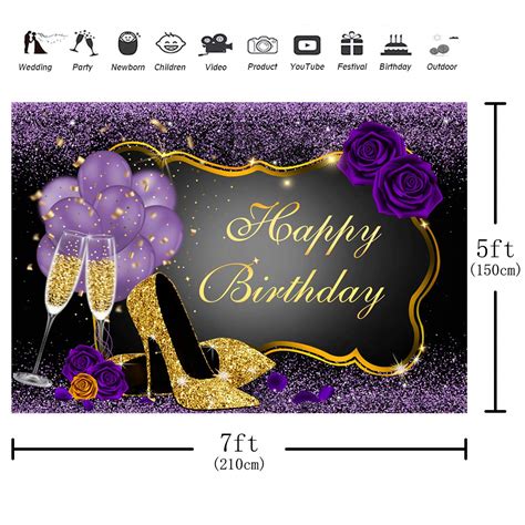 Buy Aperturee X Ft Sweet Purple Happy Birthday Backdrop Rose Shiny