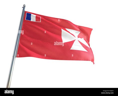 Wallis And Futuna National Flag Waving In The Wind Isolated White