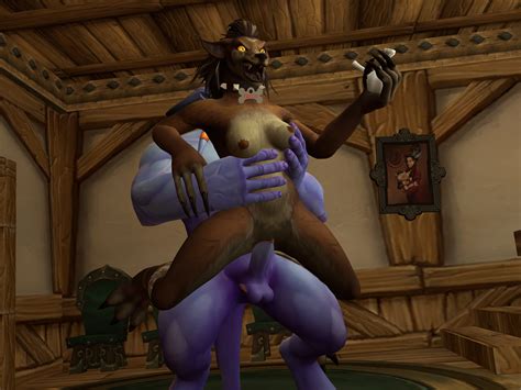 Rule 34 3d Collar Draenei Female Furry Male Male Draenei Pussy Standing Sex Straight Vaginal