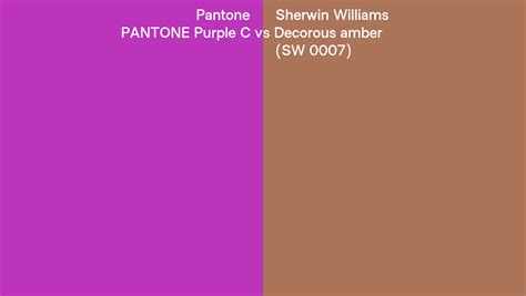 Pantone Purple C Vs Sherwin Williams Decorous Amber Sw Side By