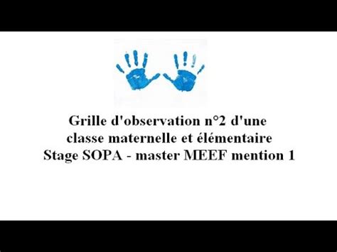 Grille D Observation N D Une Classe Maternelle Et L Mentaire Stage