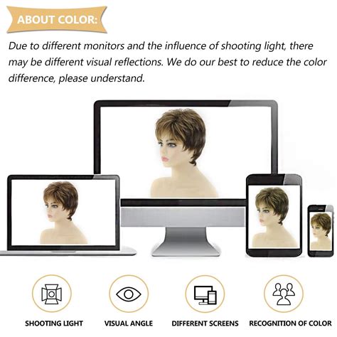 SEVENCOLORS Short Dark Brown Mixed Blonde Highlight Pixie Cut Wigs With