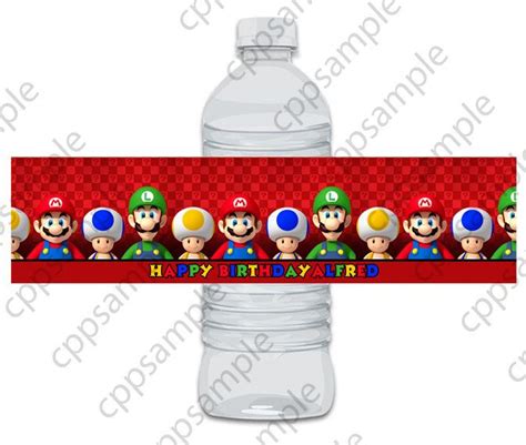 Super Mario Water Bottle Label Digital File 4 00 Via Etsy Super