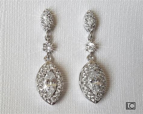 Crystal Bridal Earrings Cubic Zirconia Marquise Earrings Chandelier