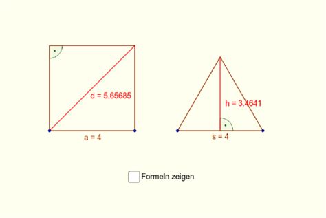 Pythagoras Diagonale H He Geogebra