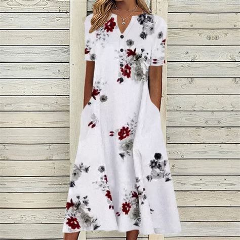 Sayhi Summer Dresses Women Button Up With Pockets Casual Long Maxi