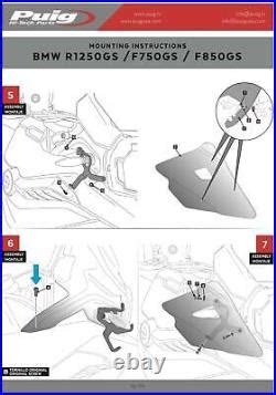 Puig Front Upper Wind Deflectors Light Smoke BMW F750 F850 GS 2018 2023