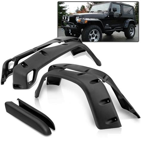 97-06 Jeep Wrangler TJ 7" Wide Pocket Extended Fender Flares Black