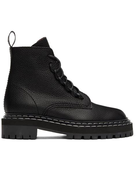 Proenza Schouler Leather Lug Sole Combat Boots In Black Lyst