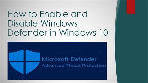 How To Enable And Disable Windows Defender In Windows 10 How To Turn