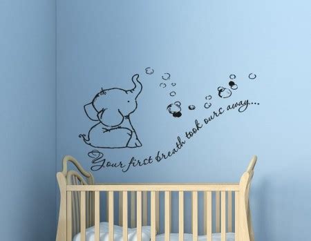 Adorable Baby Elephant First Breath Wall Decal Sticker For Nurseries