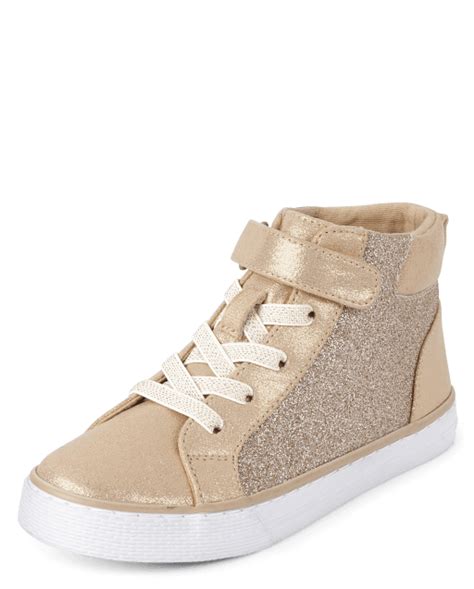 Girls Glitter Faux Leather Hi Top Sneakers | The Children's Place ...