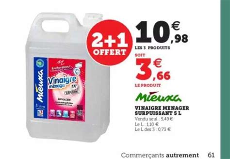 Promo Vinaigre Ménager Surpuissant 5 L Mieuxa chez Hyper U iCatalogue fr