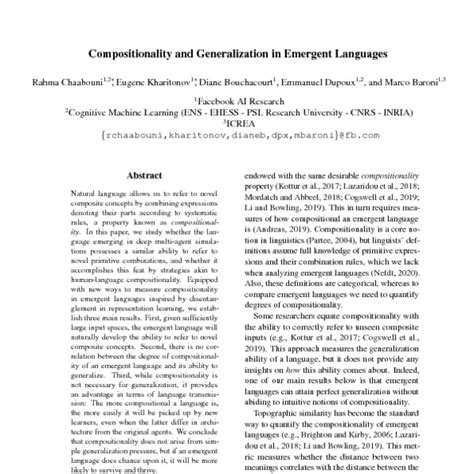 Compositionality And Generalization In Emergent Languages Acl Anthology