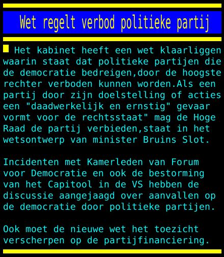 Nos Teletekst On Twitter Wet Regelt Verbod Politieke Partij