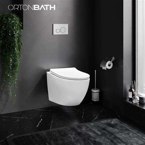 ORTONBATH RIMLESS Wall Hung Toilet Powerful Tornado Flush Wall Mounted