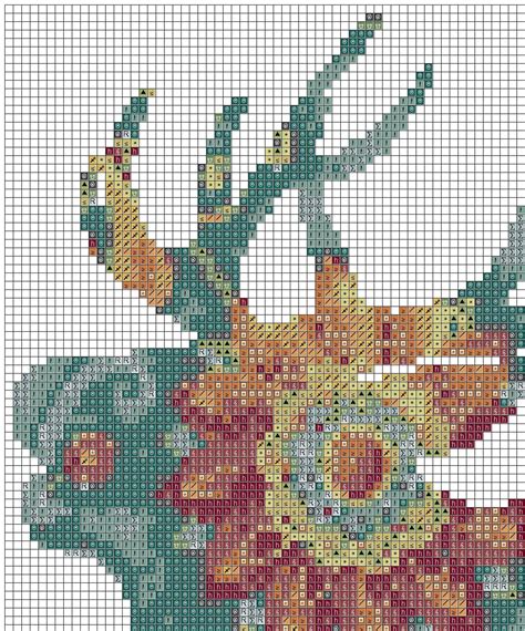 Floral Elk Head Cross Stitch Pattern Needlepoint Nature Etsy