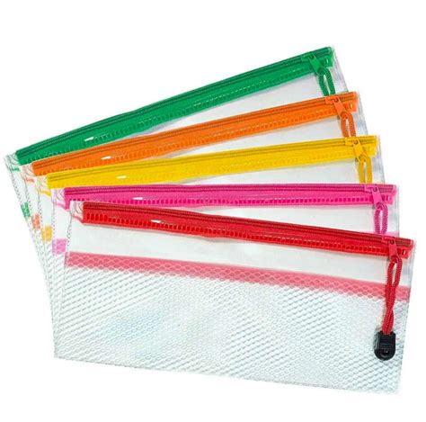 Buy Transparent Exam Pencil Pouch Clear Pvc And Mesh Zipper For Students