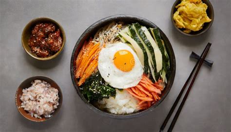 Bowl Of Delicious Bibimbap Tasty Food Stock Illustration